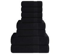 vidaXL 8 Piece Towel Set "FROGN" Black 360 gsm