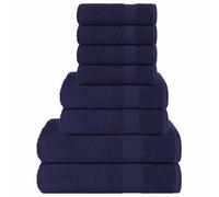(navy blue) vidaXL Towel Set 8 Piece Tea Towel Hand Towel Wash Towel 360 gsm 100% Cotton