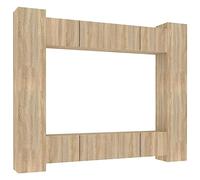 vidaXL 8-Piece TV Cabinet Set in Sonoma Oak - Wall-Mounted, Space Saving and Ample Storage with Modern Design for Living Room or Bedroom