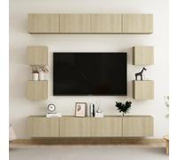 vidaXL 8 Piece TV Cabinet Set Sonoma Oak Engineered Wood