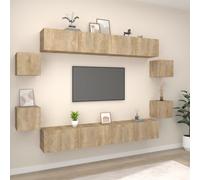vidaXL 8 Piece TV Cabinet Set Sonoma Oak Engineered Wood