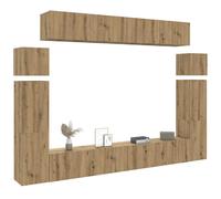 vidaXL 8 Piece TV Cabinet Set Wall-mounted Artisan Oak Engineered Wood
