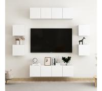 vidaXL 8 Piece TV Cabinet Set White Chipboard TV Stand Stereo Cabinet Set
