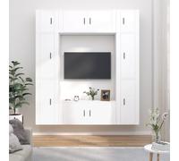 vidaXL 8 Piece TV Cabinet Set White Engineered Wood