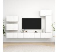 vidaXL TV Cabinet Set 8 Piece White Chipboard Hanging TV Cabinet Hifi Set