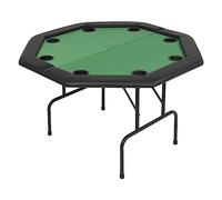 vidaXL 8-Player Folding Octagonal Green Poker Game Table, MDF-Top, Polyester Upholstery with Artificial Leather Armrests, with Cup Holders'