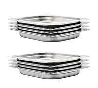 vidaXL 8 x Gastronorm GN 1/2 40 mm Food Tray, Baking Tray, Serving Tray, Stackable Tray, Restaurant, Home, Hotel, Stainless Steel