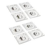 vidaXL - 8 Pan Lids - Stainless Steel - GN 1/6-176x162 mm - Cooking Tray Guard Cover for Restaurants, Hotels, Parties, and Home