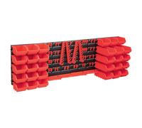 vidaXL 80 Piece Storage Bin Kit with Wall Panels Red and Black