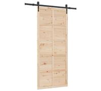 vidaXL 80 x 208 cm Brown Rustic Rectangular Sliding Door Solid Pine Wood Adjustable Interior Farmhouse Style with Smooth Texture Steel Components Included Perfect for Hallway Living Room