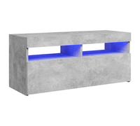 vidaXL 804386 TV Cabinet with RGB LED Lights - Concrete Grey HiFi Stand, 90x35x40 cm