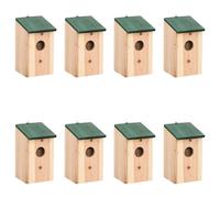 vidaXL 8x Bird Houses Wood 12x12x22 cm Pet Habitat Cage Nesting Box Station