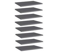 vidaXL 8x Bookshelf Boards High Gloss Grey Engineered Wood Bookcase Shelf Rack