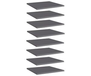 vidaXL 8x Bookshelf Boards High Gloss Grey Engineered Wood Extra Bookcase