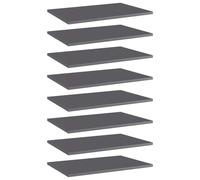 vidaXL 8x Bookshelf Boards High Gloss Grey Engineered Wood Shelf Replacement