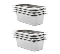 vidaXL 8x Gastronorm Containers GN 1/3 100mm Stainless Steel Stackable Tray