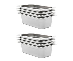 vidaXL 8x Gastronorm Containers GN 1/3 100mm Stainless Steel Stackable Tray