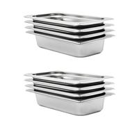 vidaXL 8x Gastronorm Containers GN 1/3 65mm Stainless Steel Stackable Tray