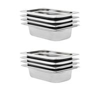vidaXL 8x Gastronorm Containers GN 1/4 65mm Stainless Steel Stackable Tray