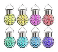 vidaXL 8x Hanging Solar Lamps LED Lights RGB Outdoor Garden Lighting Fixture