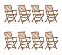 vidaXL 8x Solid Acacia Wood Folding Outdoor Chairs Furniture Garden Seating