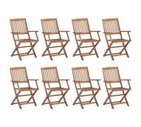 vidaXL 8x Solid Acacia Wood Folding Outdoor Chairs Garden Furniture Patio Seat