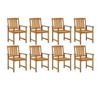 vidaXL 8x Solid Acacia Wood Garden Chairs Outdoor Seating Backyard Terrace