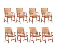 vidaXL 8x Solid Acacia Wood Outdoor Dining Chairs Garden Seating Backyard