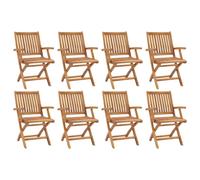 vidaXL 8x Solid Teak Wood Folding Garden Chairs Furniture Outdoor Seating