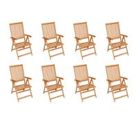 vidaXL Reclining Garden Chairs 8 pcs Solid Teak Wood