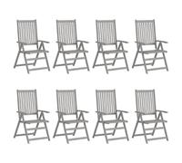 vidaXL 8x Solid Wood Acacia Garden Reclining Chairs Grey Outdoor Furniture