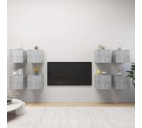 vidaXL 8x Wall Mounted TV Cabinets Concrete Grey 30.5x30x30 cm TV Stand Set