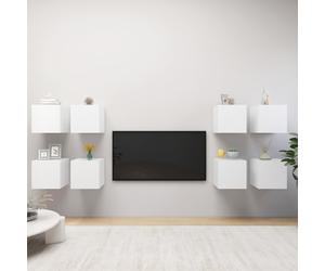 vidaXL 8x Wall Mounted TV Cabinets White Bedroom TV Stand Unit Hifi Cabinet