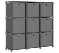 Vidaxl 9-Cube Display Shelf With Boxes Grey 103X30X107.5 Cm Fabric