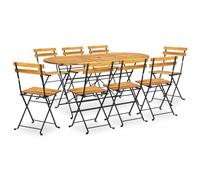 vidaXL 9pc Folding Outdoor Dining Set Solid Acacia Wood, Brown
