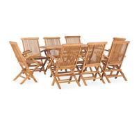 vidaXL Solid Teak Wood Folding Outdoor Dining Set 9 Piece Outdoor Furniture