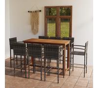 vidaXL 9 Piece Garden Bar Set Grey, Grey