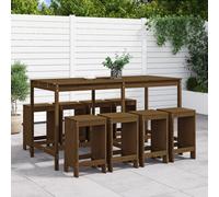 Garden Bar Set Outdoor Bar Table Set Bar Stool 9 Piece Solid Wood Pine vidaXL