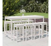vidaXL 9 Piece Garden Bar Set White Solid Wood Pine, White