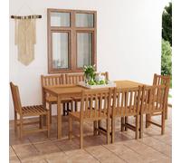 vidaXL 9 Piece Garden Dining Set Solid Teak Wood, Brown