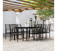 vidaXL 9 Piece Garden Dining Set Black, Black