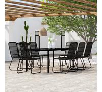 vidaXL 9 Piece Garden Dining Set Black
