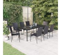 vidaXL 9 Piece Garden Dining Set Black