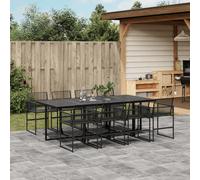 vidaXL 9 Piece Garden Dining Set Black Poly Rattan, Black