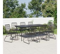 vidaXL 9 Piece Garden Dining Set Black PVC Rattan