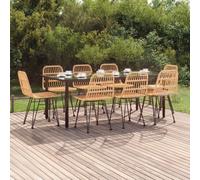 vidaXL 9 Piece Patio Dining Set Poly Rattan