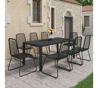 vidaXL 9 Piece Garden Dining Set PVC Rattan Black