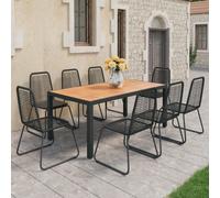 vidaXL 9 Piece Garden Dining Set PVC Rattan Black and Brown