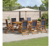 vidaXL 9 Piece Garden Dining Set Solid Wood Acacia and Textilene