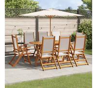 vidaXL 9 Piece Garden Dining Set Solid Wood Acacia and Textilene, Brown